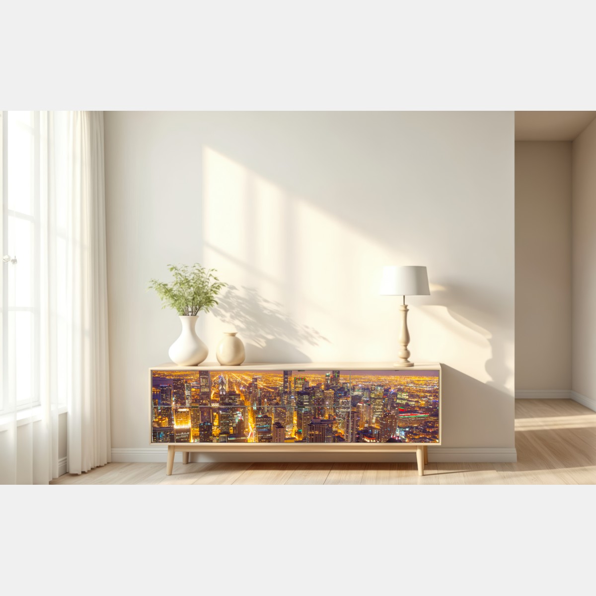 Naklejka repozycjonowalna Chicago nocna panorama miasta – Wallissimo® Naklejka repozycjonowalna Chicago nocna panorama miasta – Wallissimo®