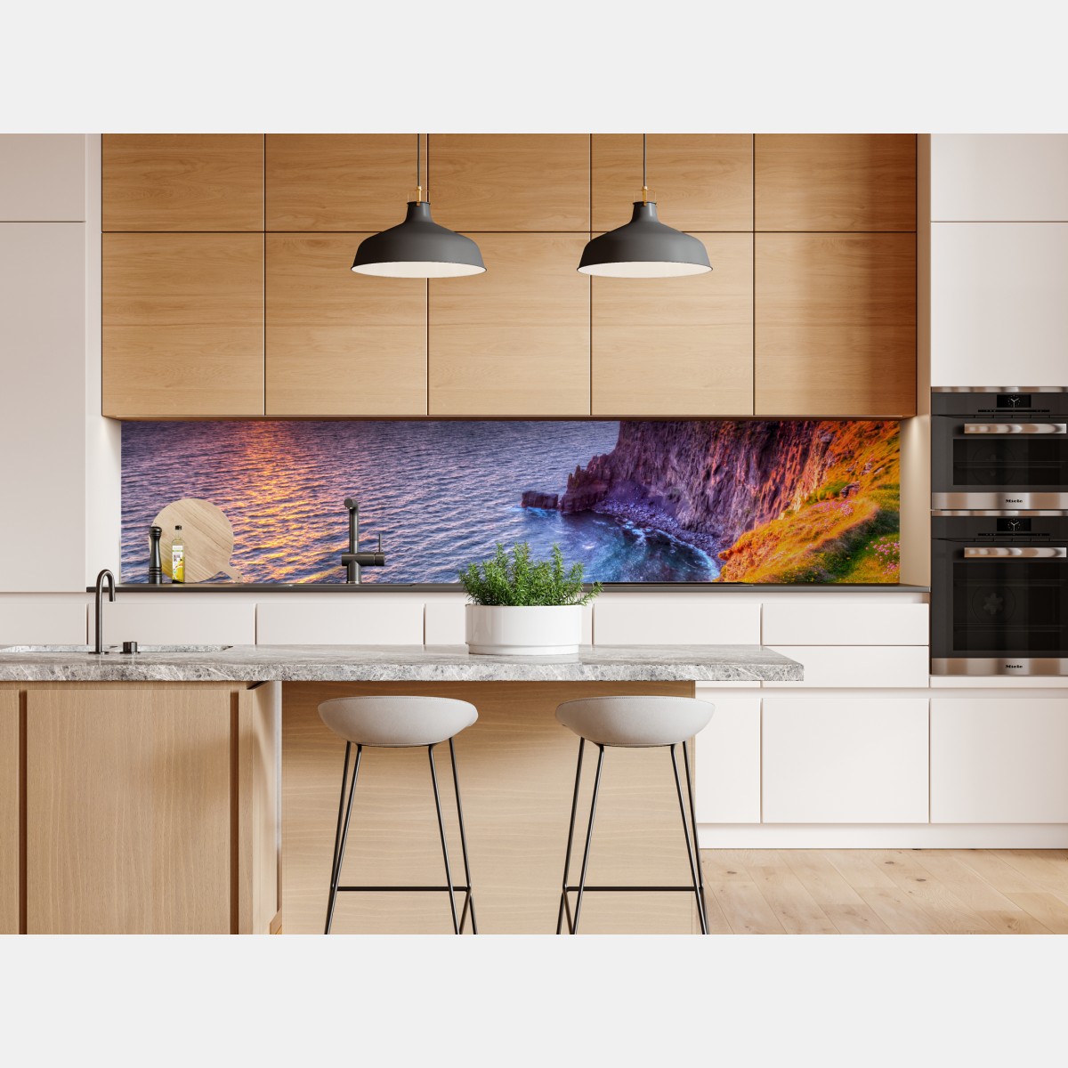 Naklejka repozycjonowalna zachód słońca nad skalistymi klifami – Wallissimo® Naklejka repozycjonowalna zachód słońca nad skalistymi klifami – Wallissimo®