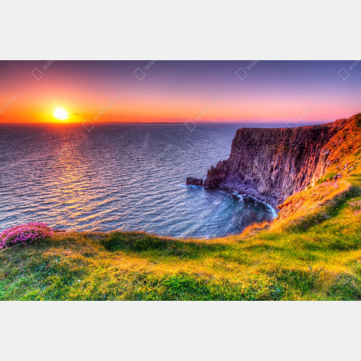Naklejka repozycjonowalna zachód słońca nad skalistymi klifami – Wallissimo® Naklejka repozycjonowalna zachód słońca nad skalistymi klifami – Wallissimo®