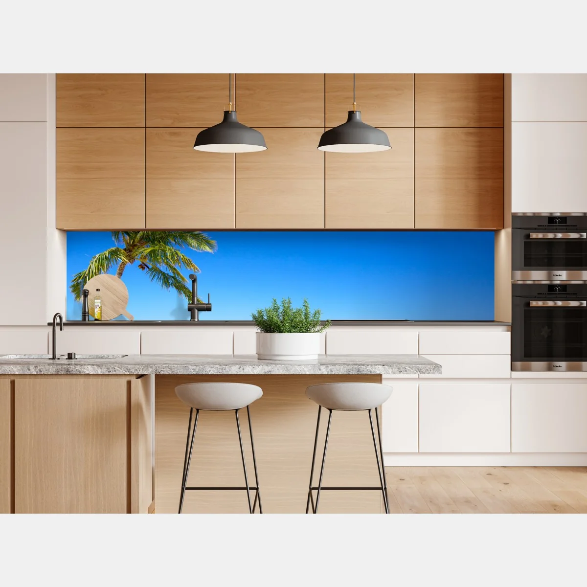 Naklejka repozycjonowalna tropikalna plaża z palmą – Wallissimo® Naklejka repozycjonowalna tropikalna plaża z palmą – Wallissimo®