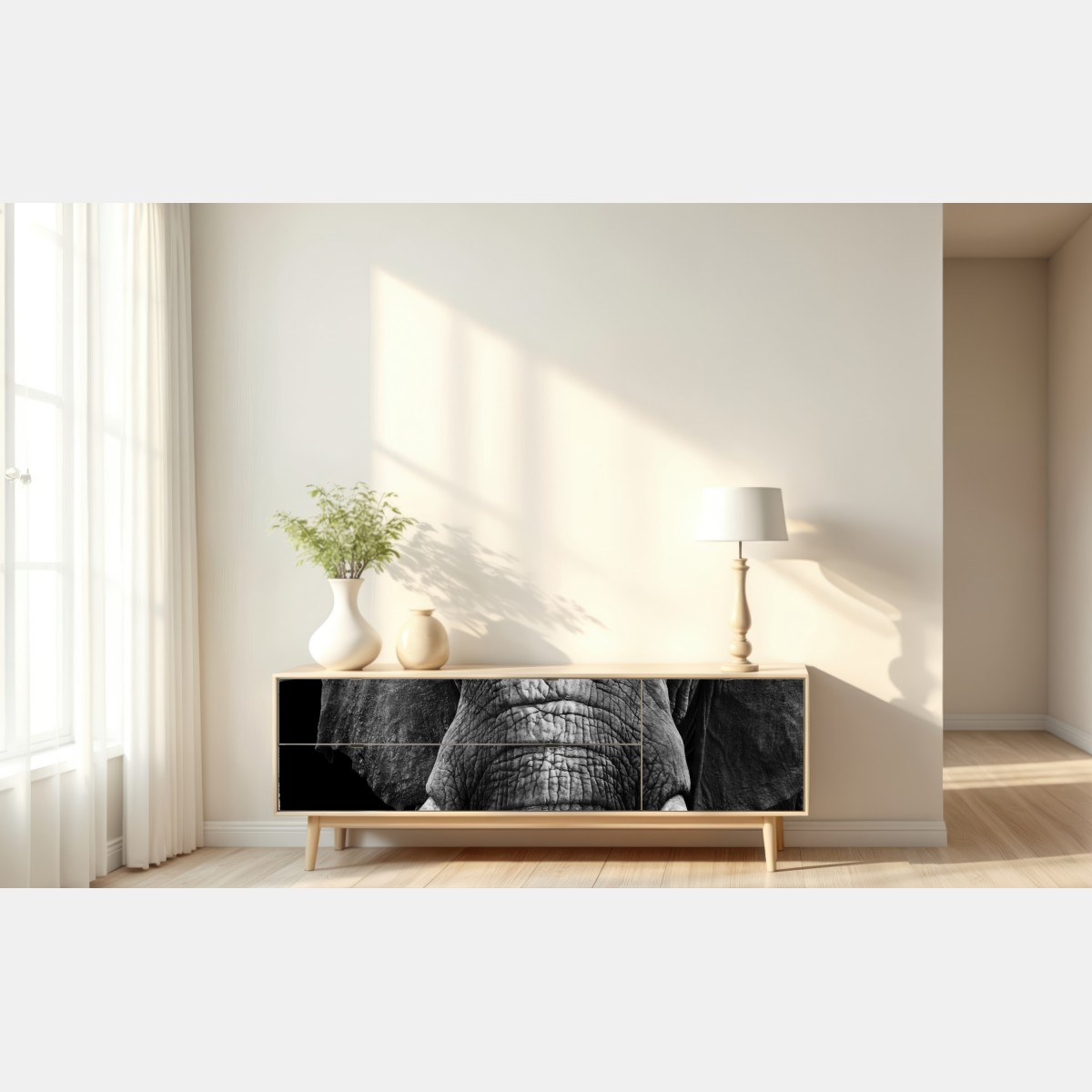 Naklejka repozycjonowalna majestatyczne zbliżenie słonia – Wallissimo® Naklejka repozycjonowalna majestatyczne zbliżenie słonia – Wallissimo®