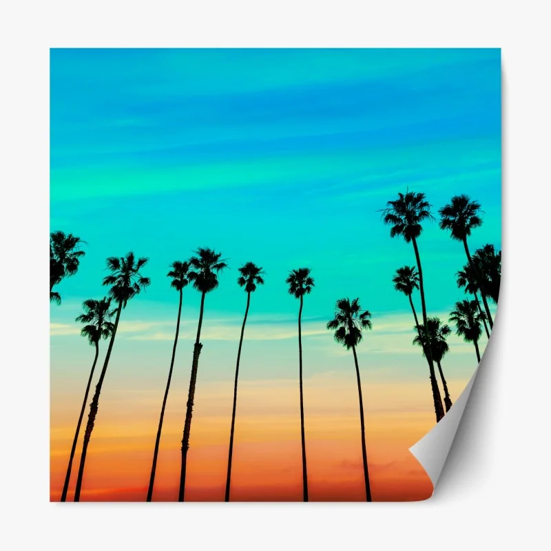 Naklejka repozycjonowalna palmy o zachodzie słońca w Kalifornii