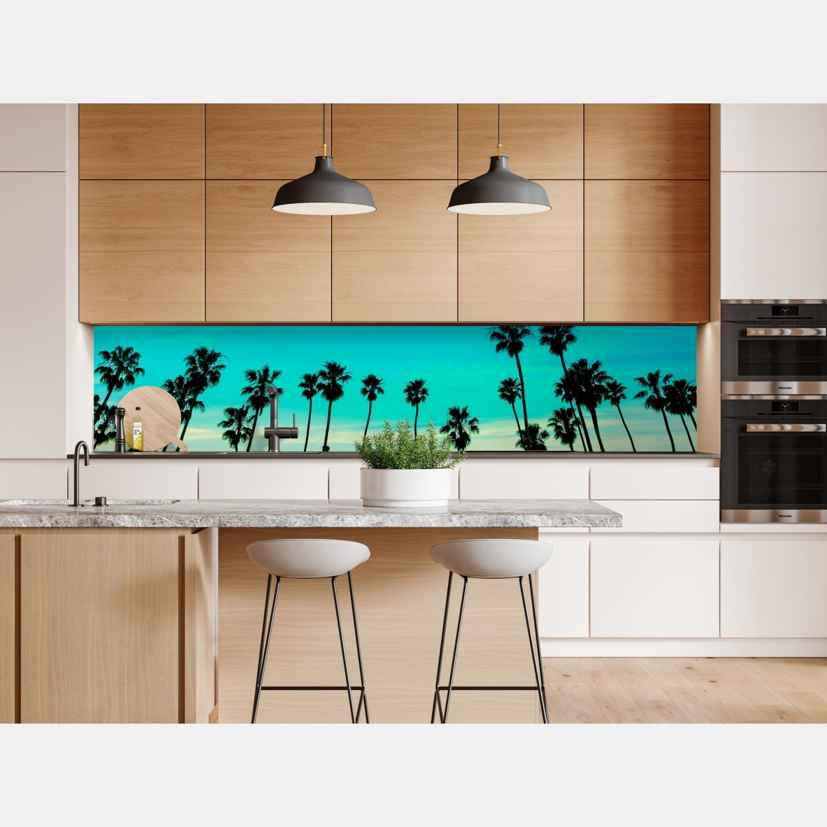Naklejka repozycjonowalna palmy o zachodzie słońca w Kalifornii – Wallissimo® Naklejka repozycjonowalna palmy o zachodzie słońca w Kalifornii – Wallissimo®