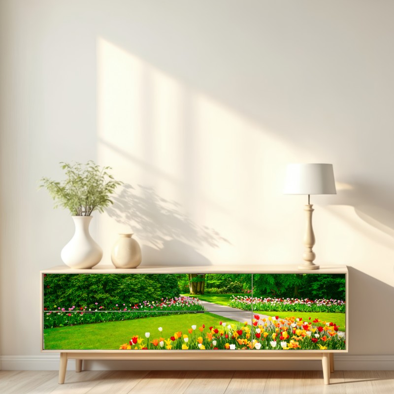 Naklejka repozycjonowalna żywy ogród tulipanów w Keukenhof – Wallissimo® Naklejka repozycjonowalna żywy ogród tulipanów w Keukenhof – Wallissimo®