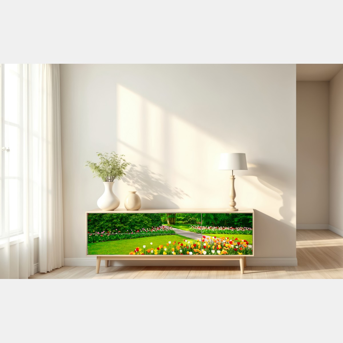 Naklejka repozycjonowalna żywy ogród tulipanów w Keukenhof – Wallissimo® Naklejka repozycjonowalna żywy ogród tulipanów w Keukenhof – Wallissimo®