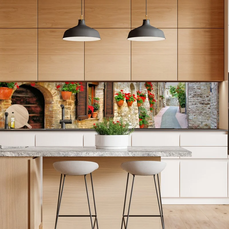 Naklejka repozycjonowalna botaniczny wzór z kwiatami cytrusów na granatowym tle – Wallissimo®