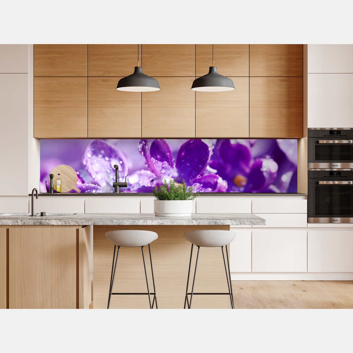 Naklejka repozycjonowalna fioletowy bez z kroplami rosy – Wallissimo® Naklejka repozycjonowalna fioletowy bez z kroplami rosy – Wallissimo®