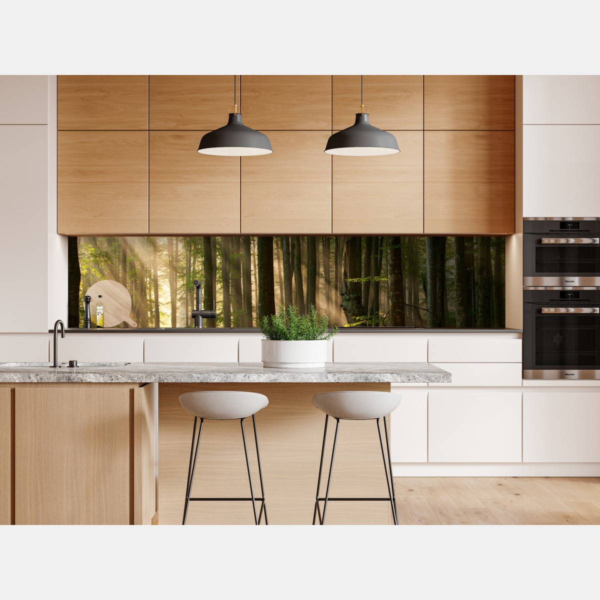 Naklejka repozycjonowalna poranne światło w lesie bukowym – Wallissimo® Naklejka repozycjonowalna poranne światło w lesie bukowym – Wallissimo®