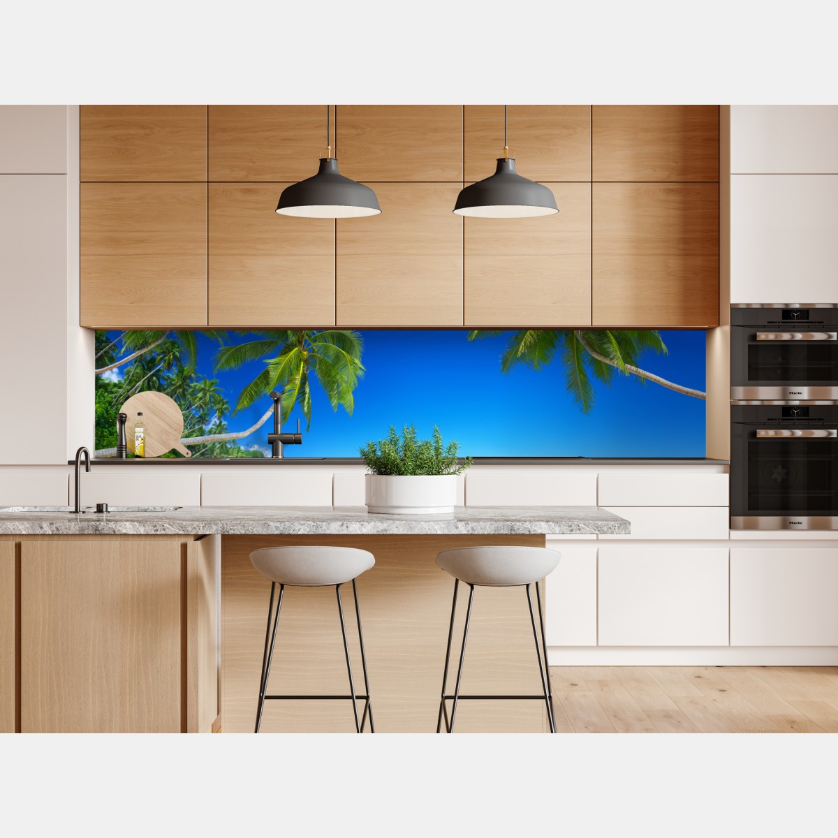 Naklejka repozycjonowalna tropikalna plaża z palmami – Wallissimo® Naklejka repozycjonowalna tropikalna plaża z palmami – Wallissimo®