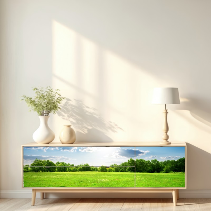 Naklejka repozycjonowalna słoneczna zielona łąka – Wallissimo® Naklejka repozycjonowalna słoneczna zielona łąka – Wallissimo®