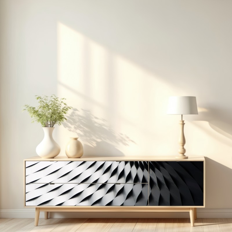 Naklejka repozycjonowalna monochromatyczny geometryczny wzór z metalu – Wallissimo® Naklejka repozycjonowalna monochromatyczny geometryczny wzór z metalu – Wallissimo®