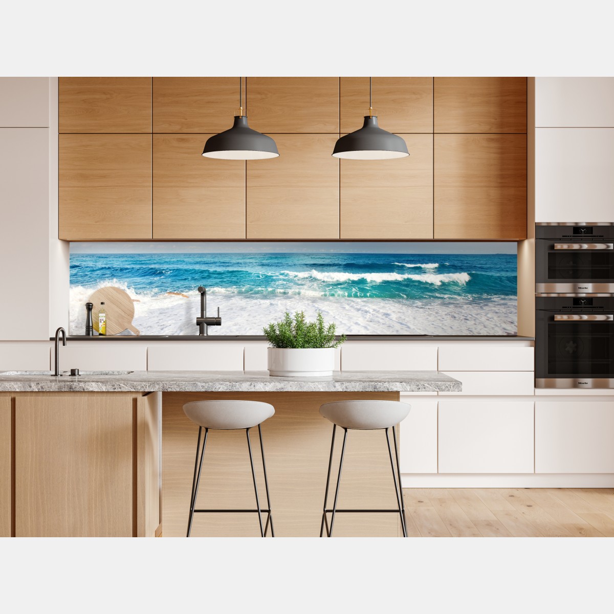 Naklejka repozycjonowalna turkusowe fale na piaszczystej plaży – Wallissimo® Naklejka repozycjonowalna turkusowe fale na piaszczystej plaży – Wallissimo®