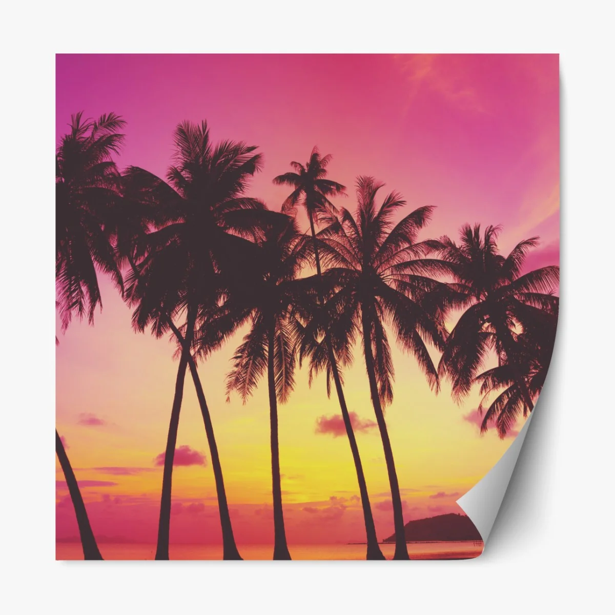 Naklejka repozycjonowalna tropikalny zachód słońca z palmami, Tajlandia – Wallissimo® Naklejka repozycjonowalna tropikalny zachód słońca z palmami, Tajlandia – Wallissimo®
