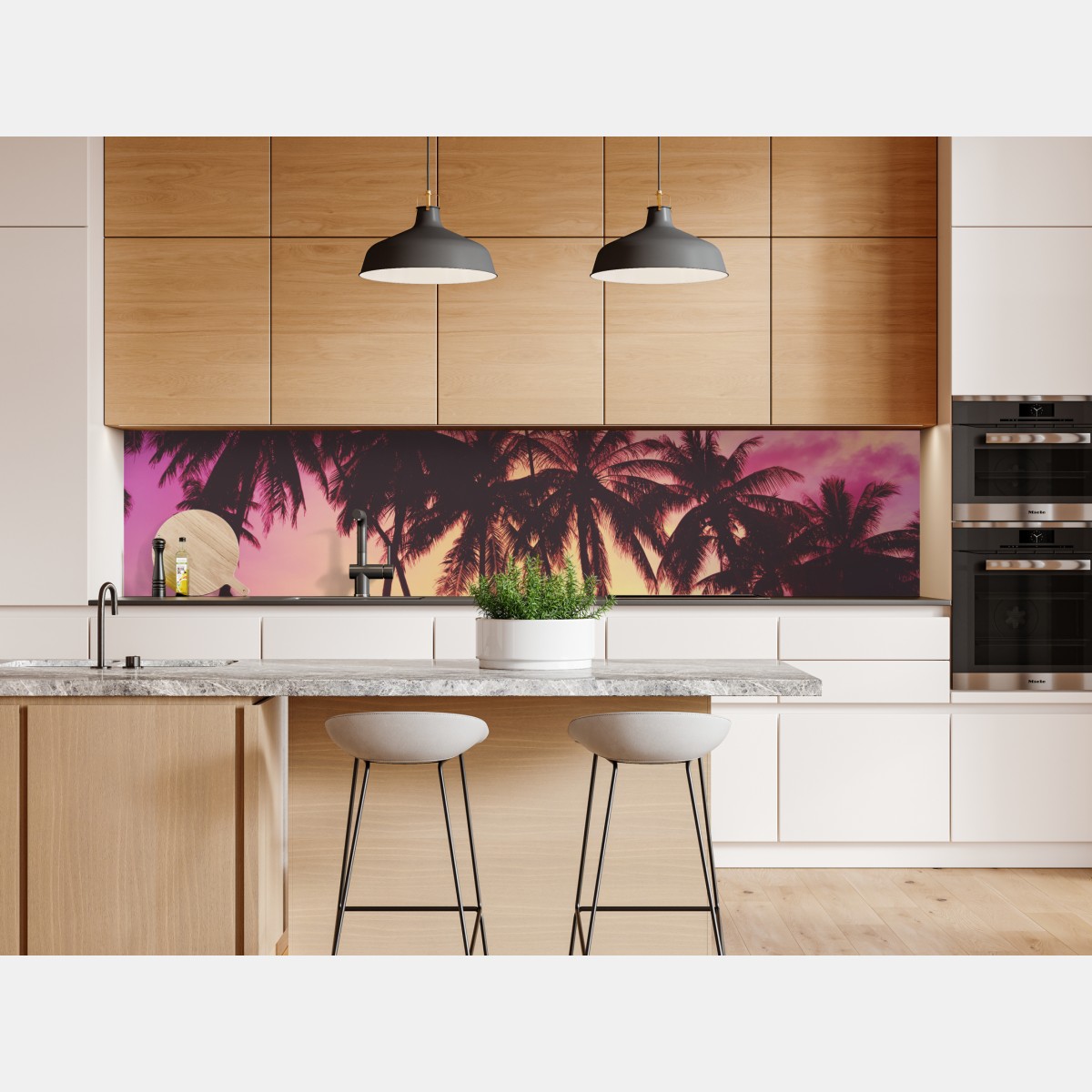 Naklejka repozycjonowalna tropikalny zachód słońca z palmami, Tajlandia – Wallissimo® Naklejka repozycjonowalna tropikalny zachód słońca z palmami, Tajlandia – Wallissimo®