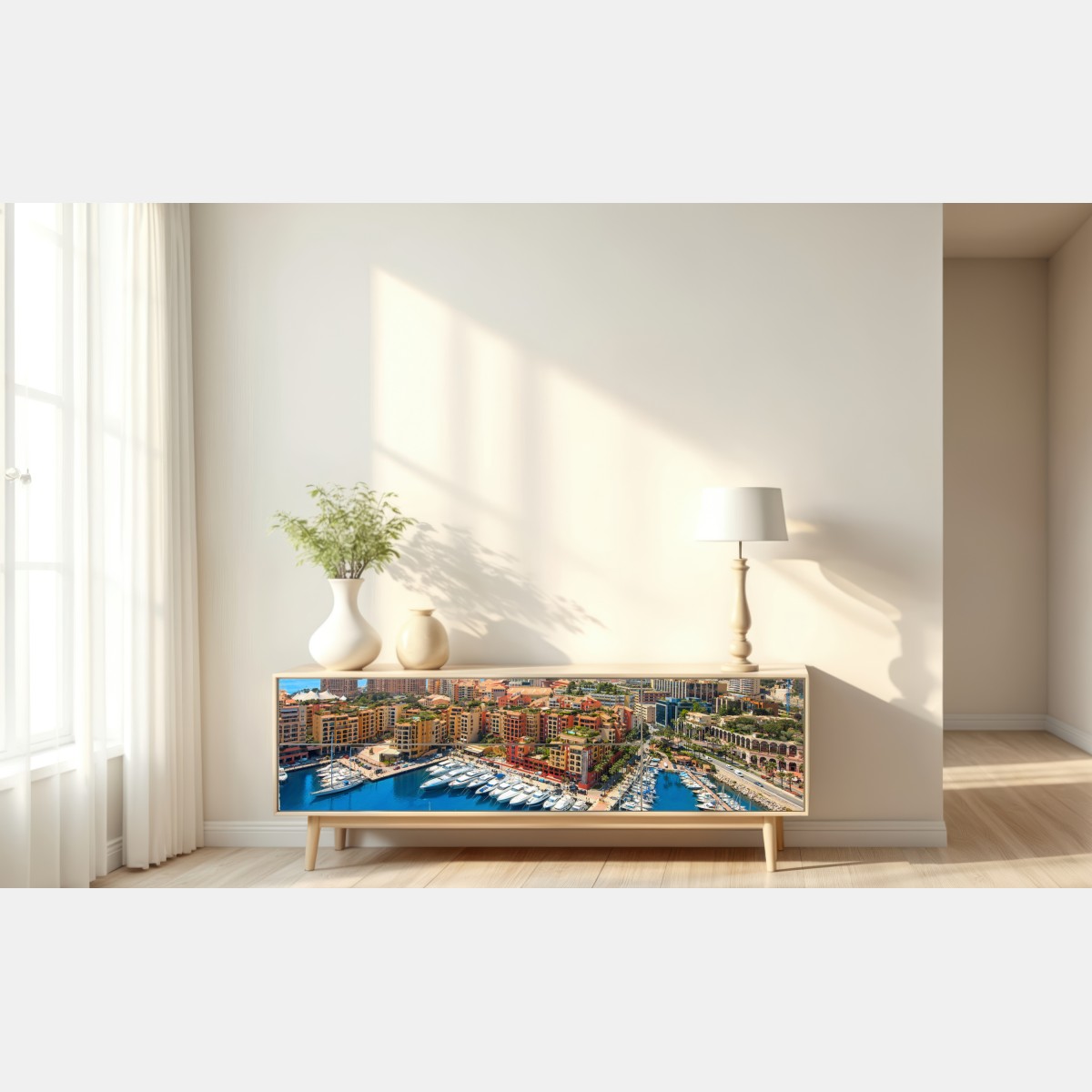 Naklejka repozycjonowalna słoneczna marina i nadmorski krajobraz – Wallissimo® Naklejka repozycjonowalna słoneczna marina i nadmorski krajobraz – Wallissimo®