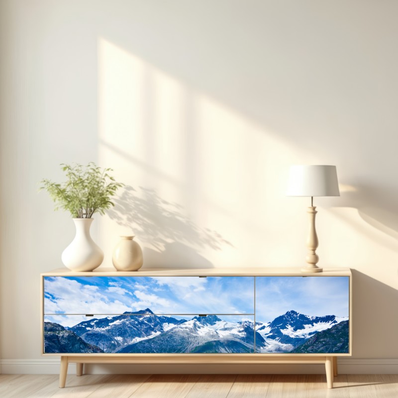 Naklejka repozycjonowalna ośnieżone szczyty w Glacier Bay, Alaska – Wallissimo® Naklejka repozycjonowalna ośnieżone szczyty w Glacier Bay, Alaska – Wallissimo®