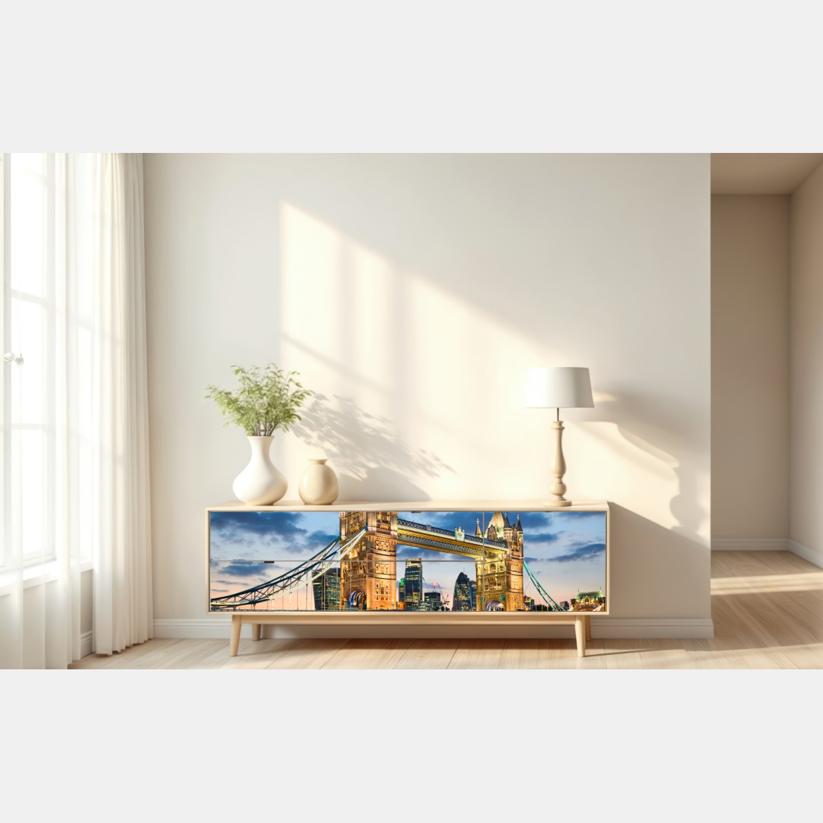 Naklejka repozycjonowalna Tower Bridge o zachodzie słońca, Londyn – Wallissimo® Naklejka repozycjonowalna Tower Bridge o zachodzie słońca, Londyn – Wallissimo®