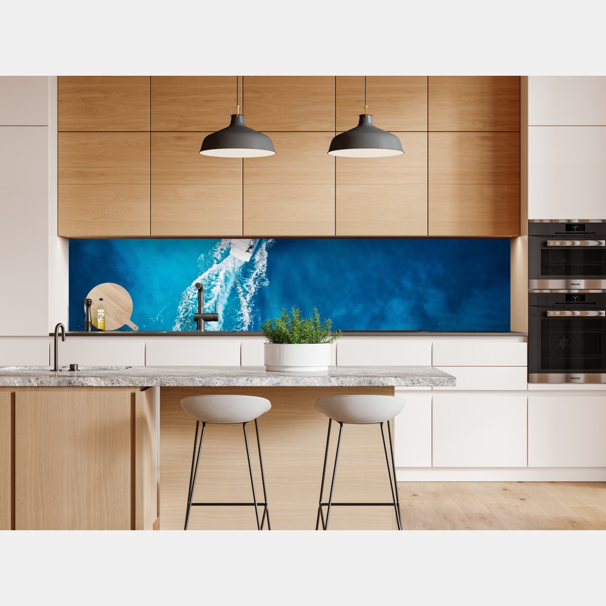 Naklejka repozycjonowalna jacht nad krystalicznie niebieskim oceanem – Wallissimo® Naklejka repozycjonowalna jacht nad krystalicznie niebieskim oceanem – Wallissimo®