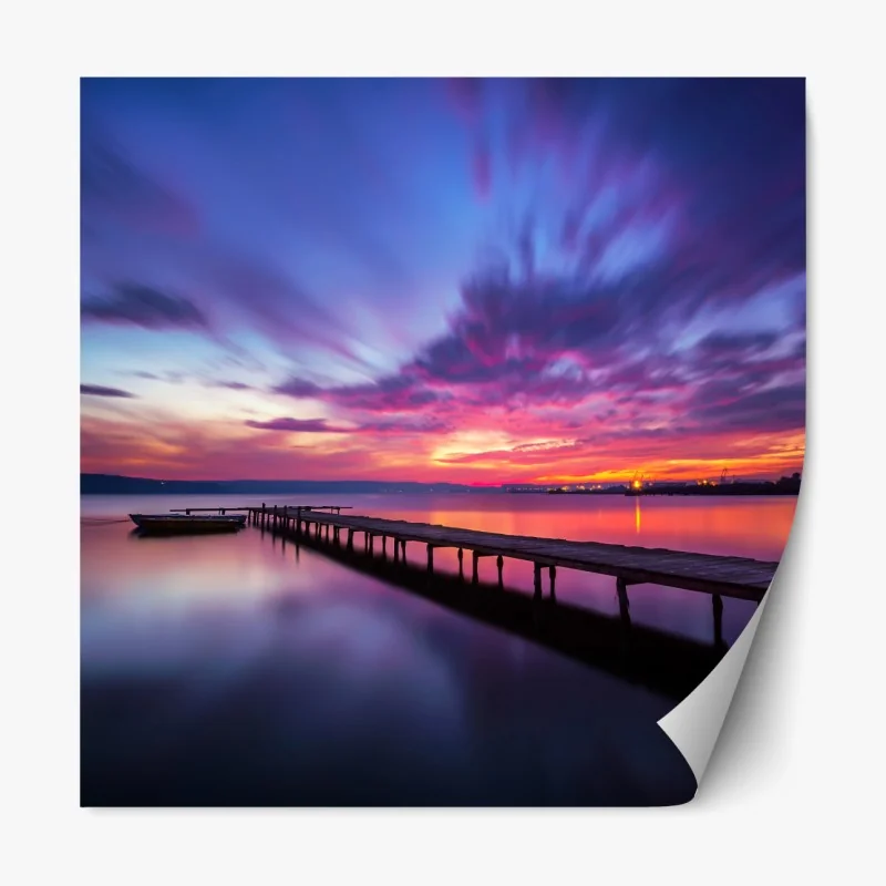 Naklejka repozycjonowalna odrzutowiec na pasie startowym o zachodzie słońca – Wallissimo®