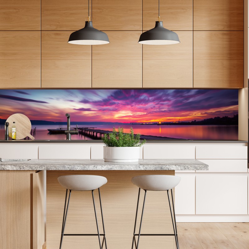 Naklejka repozycjonowalna odrzutowiec na pasie startowym o zachodzie słońca – Wallissimo®