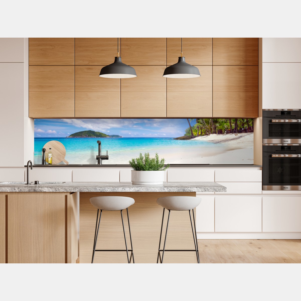 Naklejka repozycjonowalna tropikalna turkusowa plaża – Wallissimo® Naklejka repozycjonowalna tropikalna turkusowa plaża – Wallissimo®