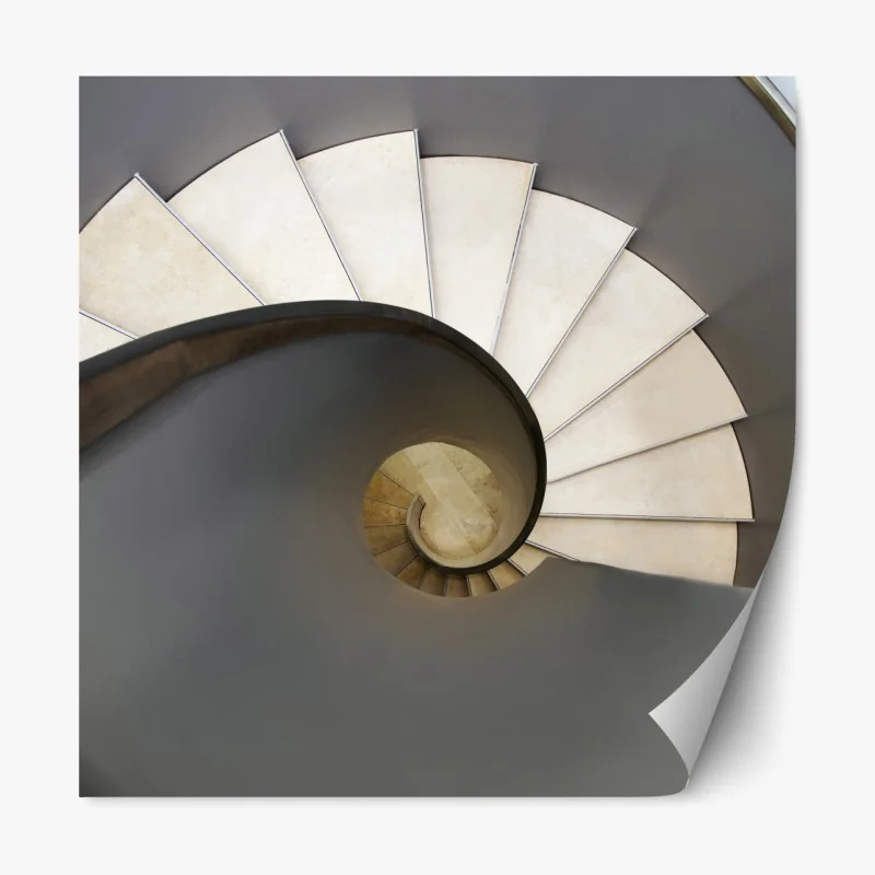 Naklejka repozycjonowalna zakrzywione betonowe schody spiralne – Wallissimo®