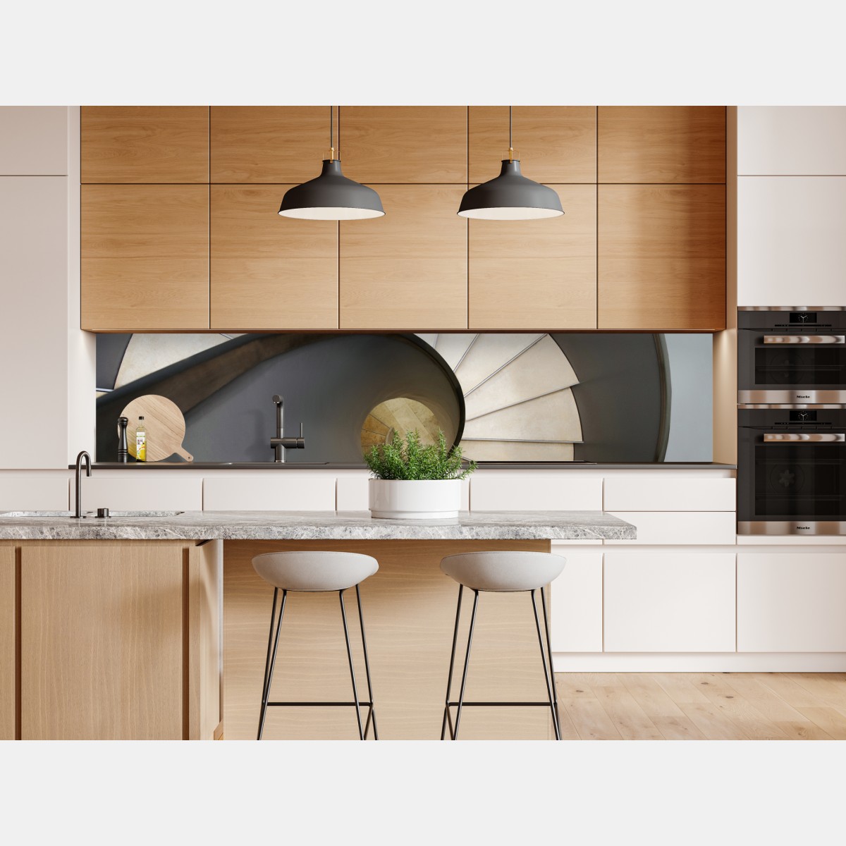 Naklejka repozycjonowalna spiralne schody abstrakcyjna kompozycja – Wallissimo® Naklejka repozycjonowalna spiralne schody abstrakcyjna kompozycja – Wallissimo®