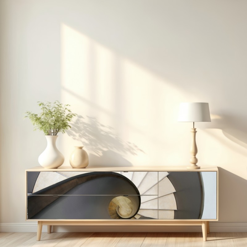 Naklejka repozycjonowalna spiralne schody abstrakcyjna kompozycja – Wallissimo® Naklejka repozycjonowalna spiralne schody abstrakcyjna kompozycja – Wallissimo®