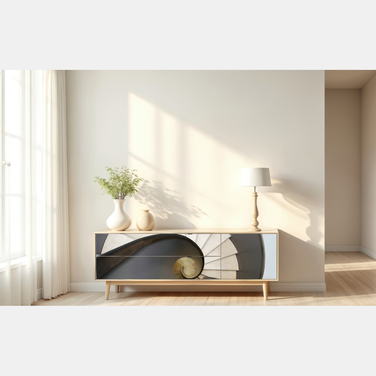 Naklejka repozycjonowalna spiralne schody abstrakcyjna kompozycja – Wallissimo® Naklejka repozycjonowalna spiralne schody abstrakcyjna kompozycja – Wallissimo®