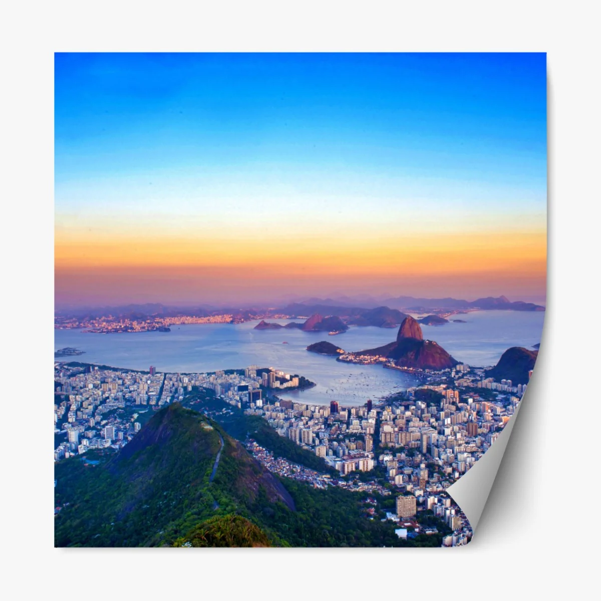 Naklejka repozycjonowalna panorama Rio de Janeiro o zachodzie słońca – Wallissimo® Naklejka repozycjonowalna panorama Rio de Janeiro o zachodzie słońca – Wallissimo®