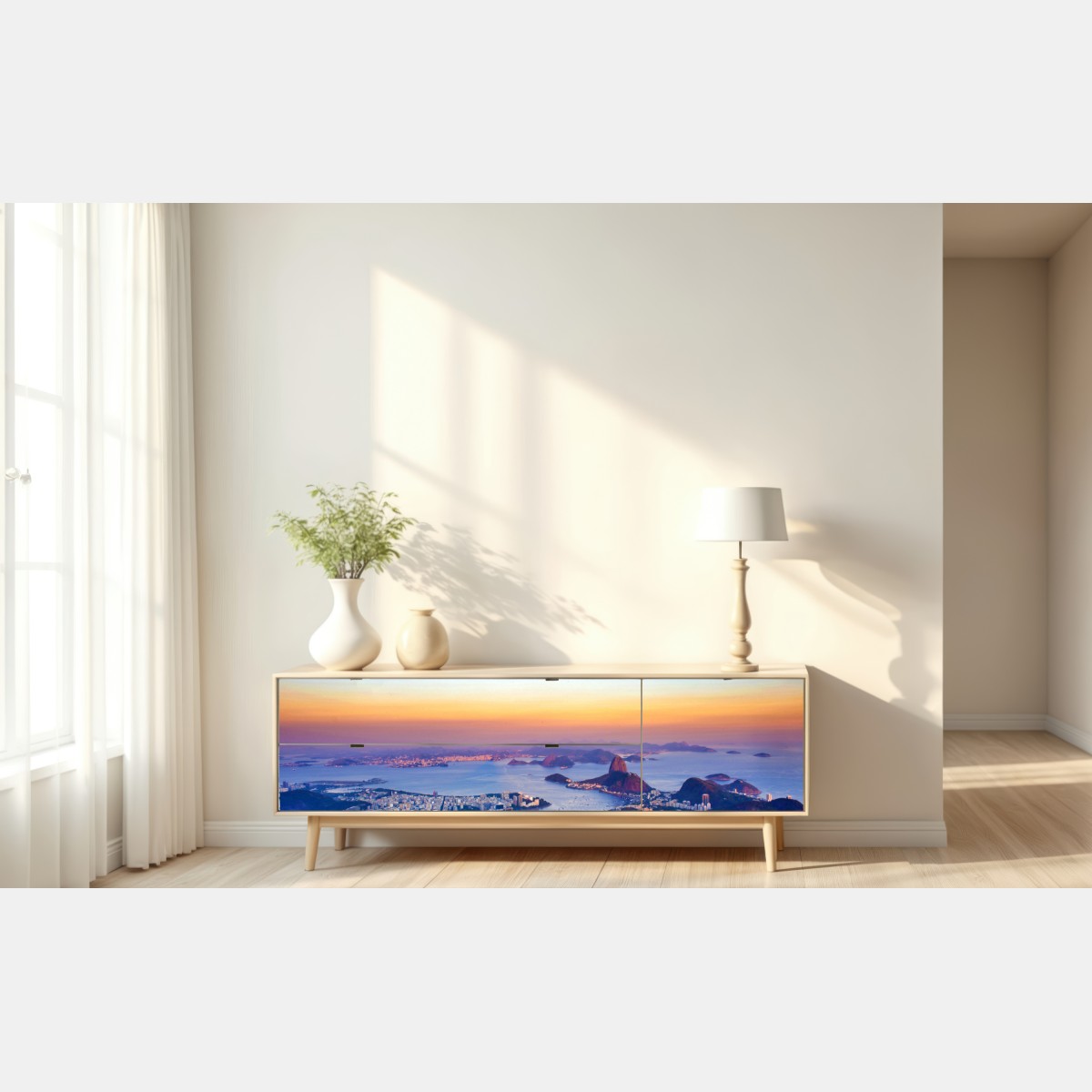 Naklejka repozycjonowalna panorama Rio de Janeiro o zachodzie słońca – Wallissimo® Naklejka repozycjonowalna panorama Rio de Janeiro o zachodzie słońca – Wallissimo®