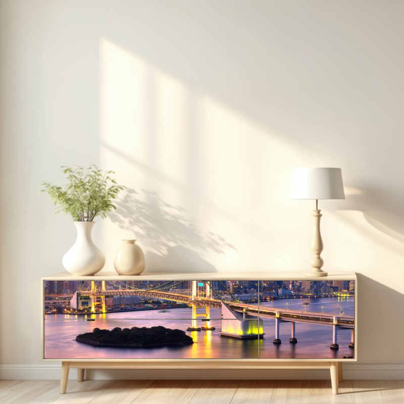 Naklejka repozycjonowalna Tokio panorama o zachodzie słońca – Wallissimo® Naklejka repozycjonowalna Tokio panorama o zachodzie słońca – Wallissimo®