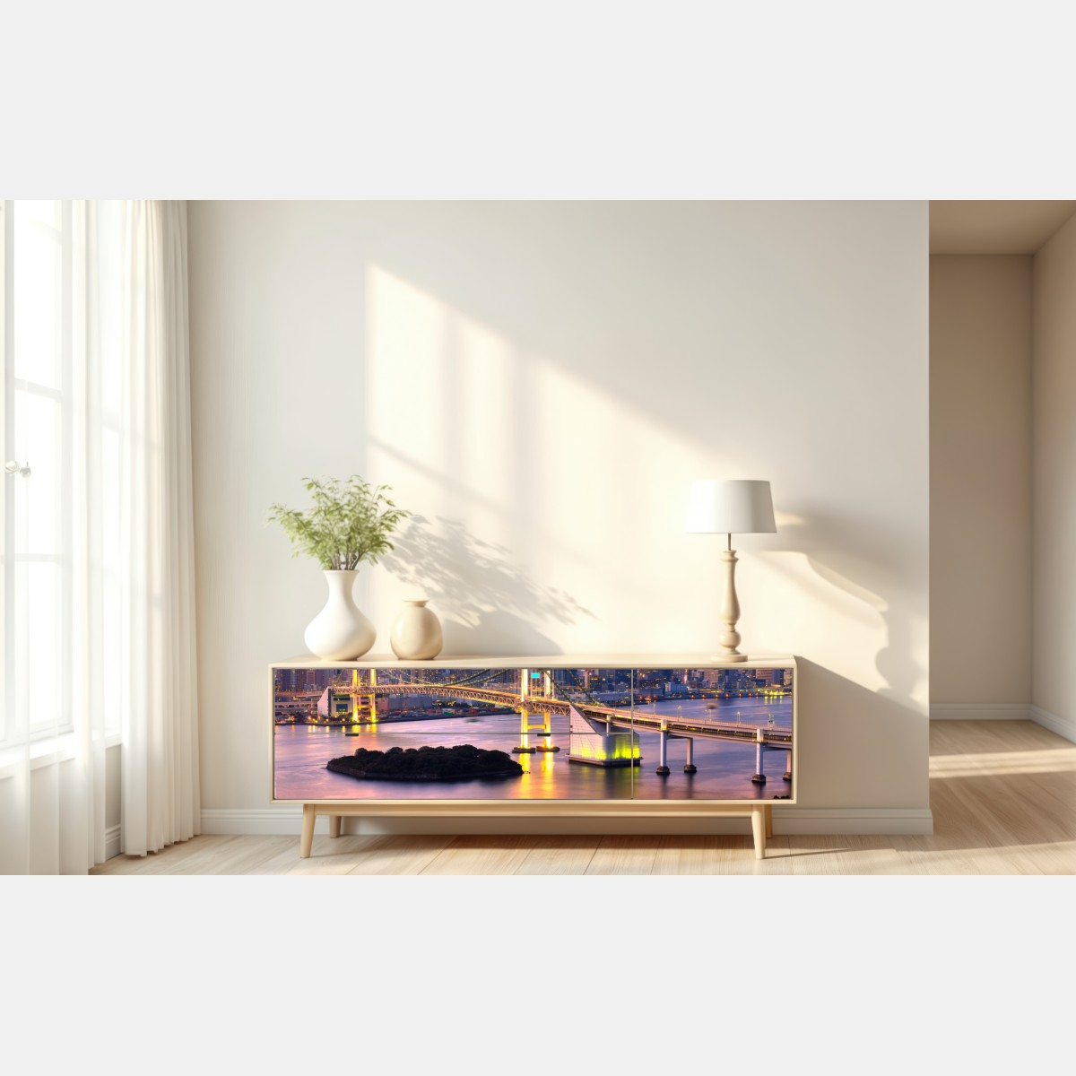 Naklejka repozycjonowalna Tokio panorama o zachodzie słońca – Wallissimo® Naklejka repozycjonowalna Tokio panorama o zachodzie słońca – Wallissimo®