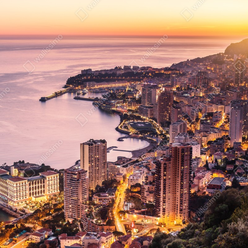 Naklejka repozycjonowalna zachód słońca nad miejskim wybrzeżem – Wallissimo® Naklejka repozycjonowalna zachód słońca nad miejskim wybrzeżem – Wallissimo®