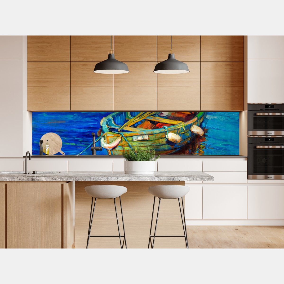 Naklejka repozycjonowalna łódź o zachodzie słońca – Wallissimo® Naklejka repozycjonowalna łódź o zachodzie słońca – Wallissimo®