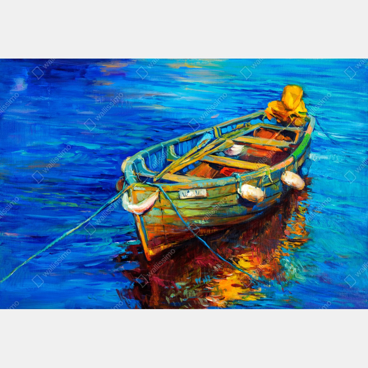 Naklejka repozycjonowalna łódź o zachodzie słońca – Wallissimo® Naklejka repozycjonowalna łódź o zachodzie słońca – Wallissimo®