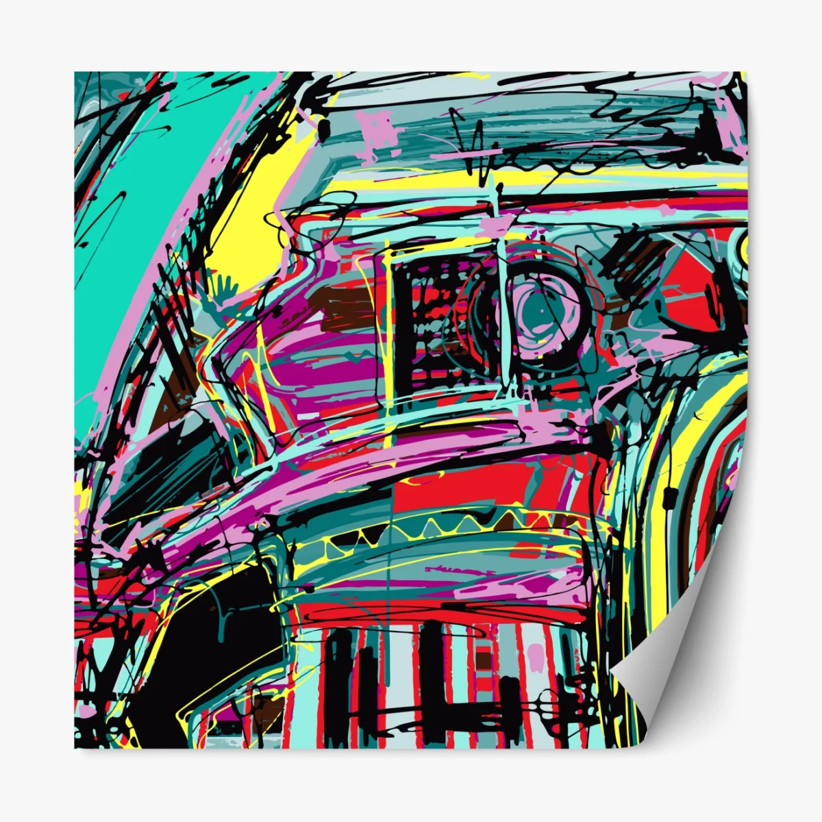 Naklejka repozycjonowalna żywa turkusowa abstrakcyjna kompozycja samochodowa – Wallissimo® Naklejka repozycjonowalna żywa turkusowa abstrakcyjna kompozycja samochodowa – Wallissimo®