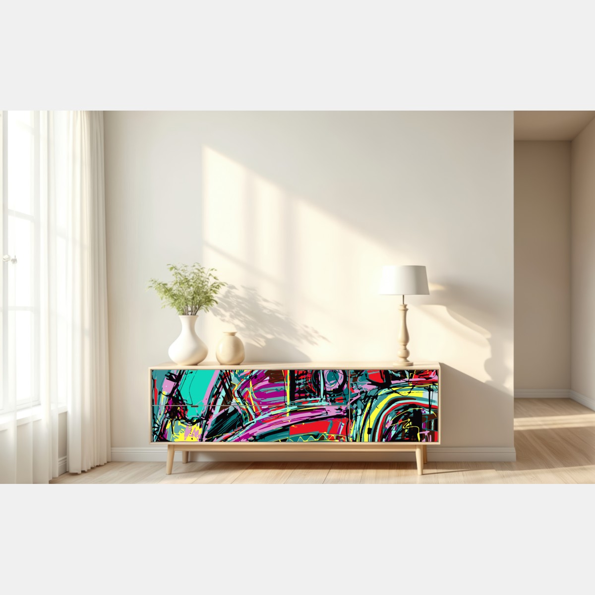 Naklejka repozycjonowalna żywa turkusowa abstrakcyjna kompozycja samochodowa – Wallissimo® Naklejka repozycjonowalna żywa turkusowa abstrakcyjna kompozycja samochodowa – Wallissimo®