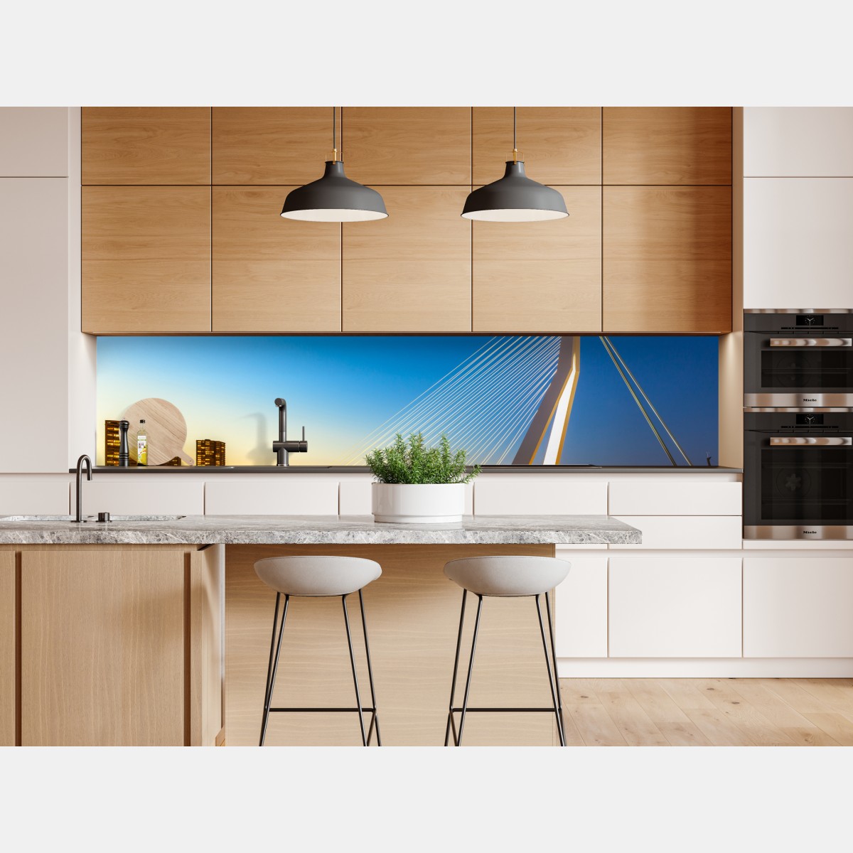 Naklejka repozycjonowalna Rotterdam most Erazma o zmierzchu – Wallissimo® Naklejka repozycjonowalna Rotterdam most Erazma o zmierzchu – Wallissimo®