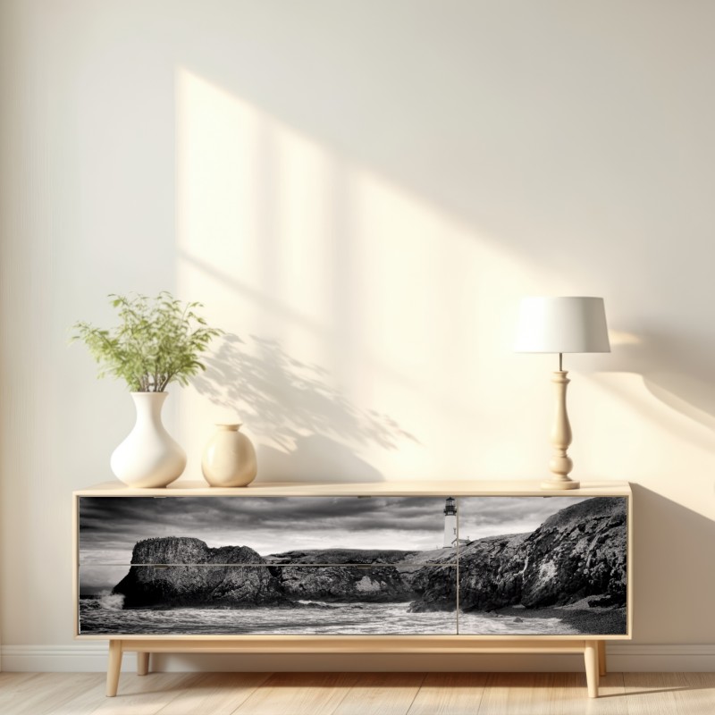 Naklejka repozycjonowalna latarnia morska Yaquina Bay na burzliwym wybrzeżu – Wallissimo® Naklejka repozycjonowalna latarnia morska Yaquina Bay na burzliwym wybrzeżu – Wallissimo®