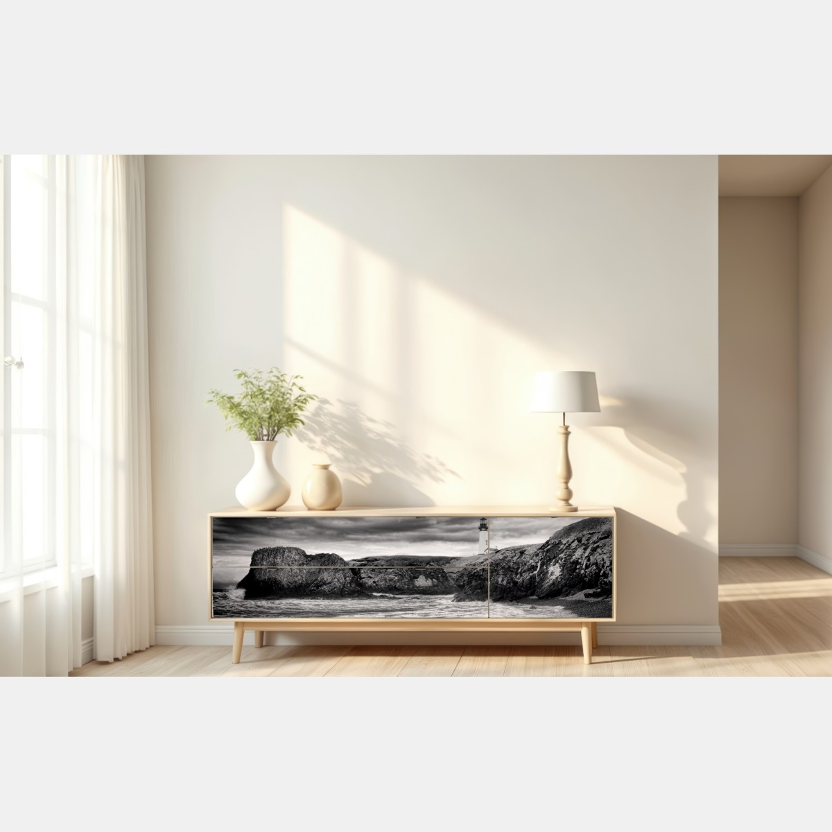 Naklejka repozycjonowalna latarnia morska Yaquina Bay na burzliwym wybrzeżu – Wallissimo® Naklejka repozycjonowalna latarnia morska Yaquina Bay na burzliwym wybrzeżu – Wallissimo®