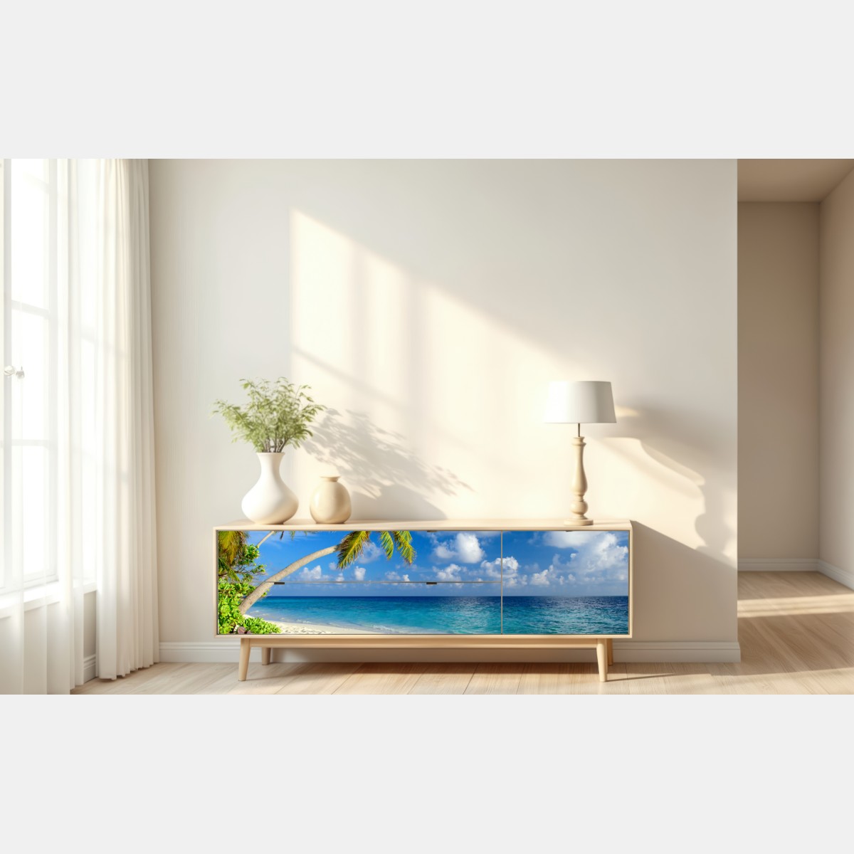 Naklejka repozycjonowalna tropikalna plaża na Malediwach – Wallissimo® Naklejka repozycjonowalna tropikalna plaża na Malediwach – Wallissimo®