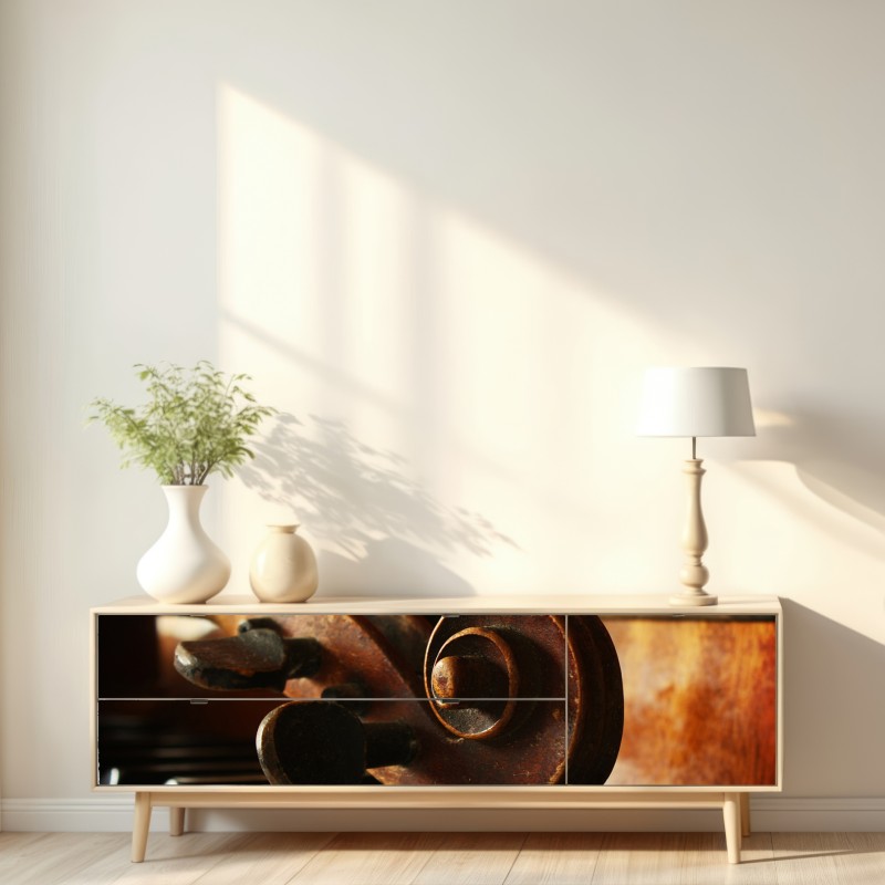 Naklejka repozycjonowalna zabytkowa główka skrzypiec na klawiszach fortepianu – Wallissimo® Naklejka repozycjonowalna zabytkowa główka skrzypiec na klawiszach fortepianu – Wallissimo®