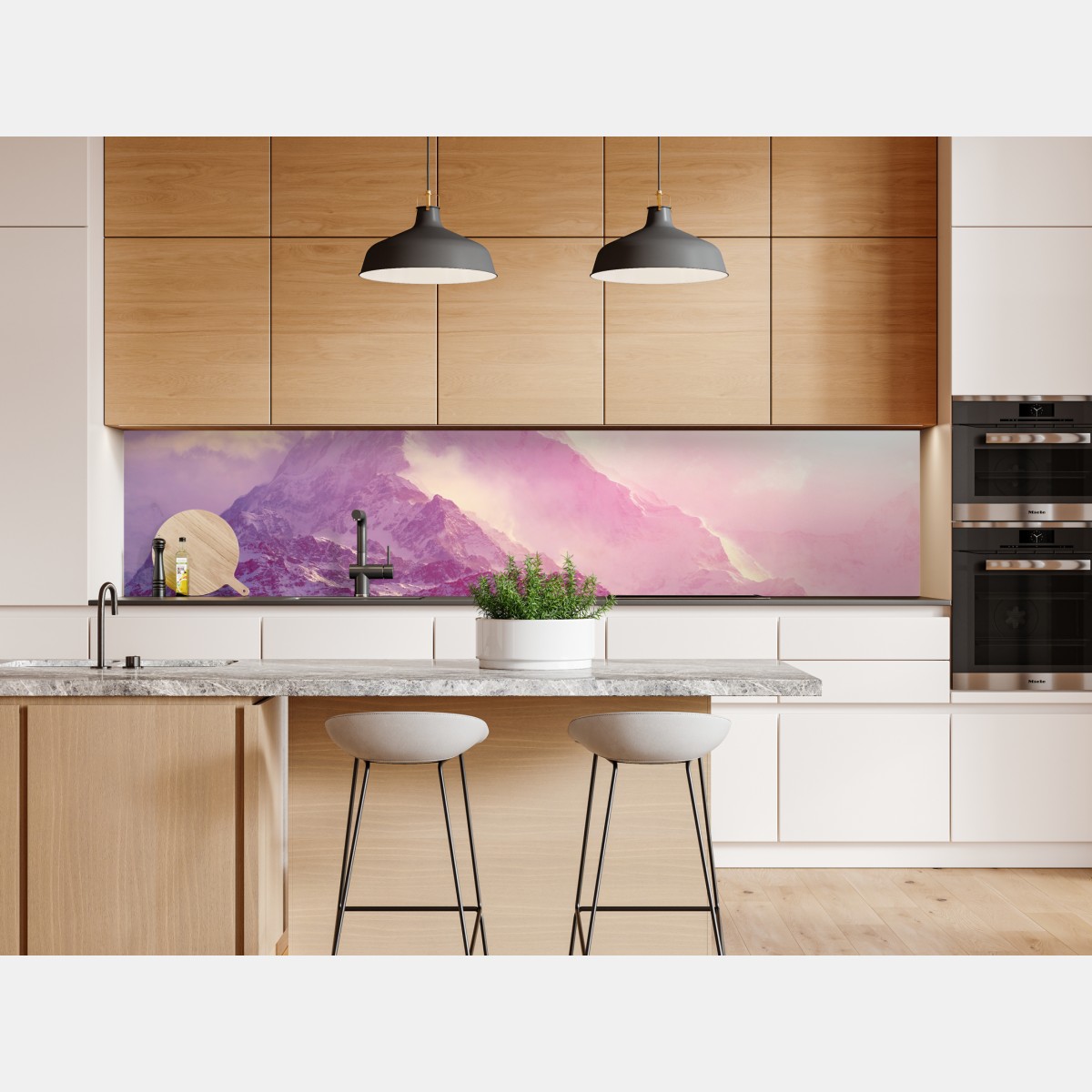 Naklejka repozycjonowalna pastelowy wschód słońca nad górami – Wallissimo® Naklejka repozycjonowalna pastelowy wschód słońca nad górami – Wallissimo®