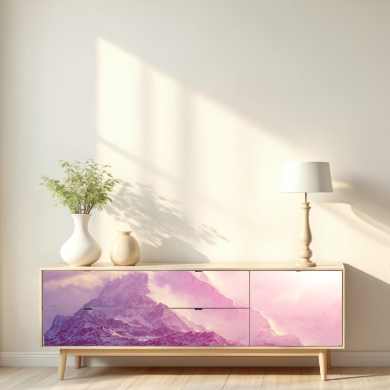 Naklejka repozycjonowalna pastelowy wschód słońca nad górami – Wallissimo® Naklejka repozycjonowalna pastelowy wschód słońca nad górami – Wallissimo®