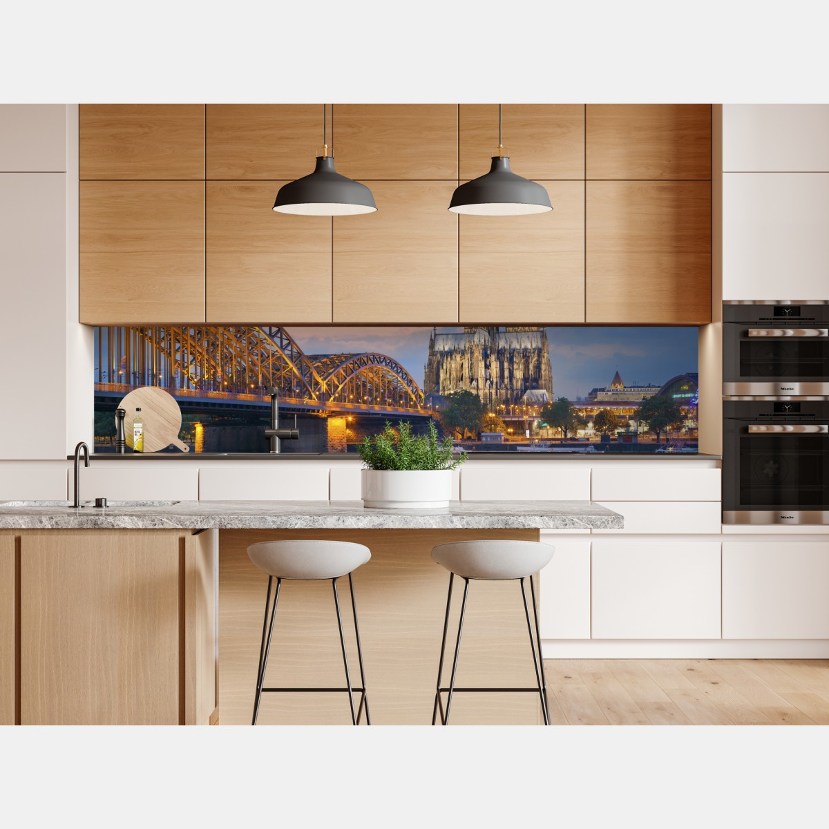 Naklejka repozycjonowalna katedra w Kolonii i most o zmierzchu – Wallissimo® Naklejka repozycjonowalna katedra w Kolonii i most o zmierzchu – Wallissimo®