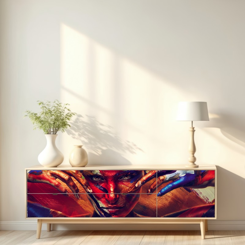 Naklejka repozycjonowalna tajemniczy malowany portret – Wallissimo® Naklejka repozycjonowalna tajemniczy malowany portret – Wallissimo®