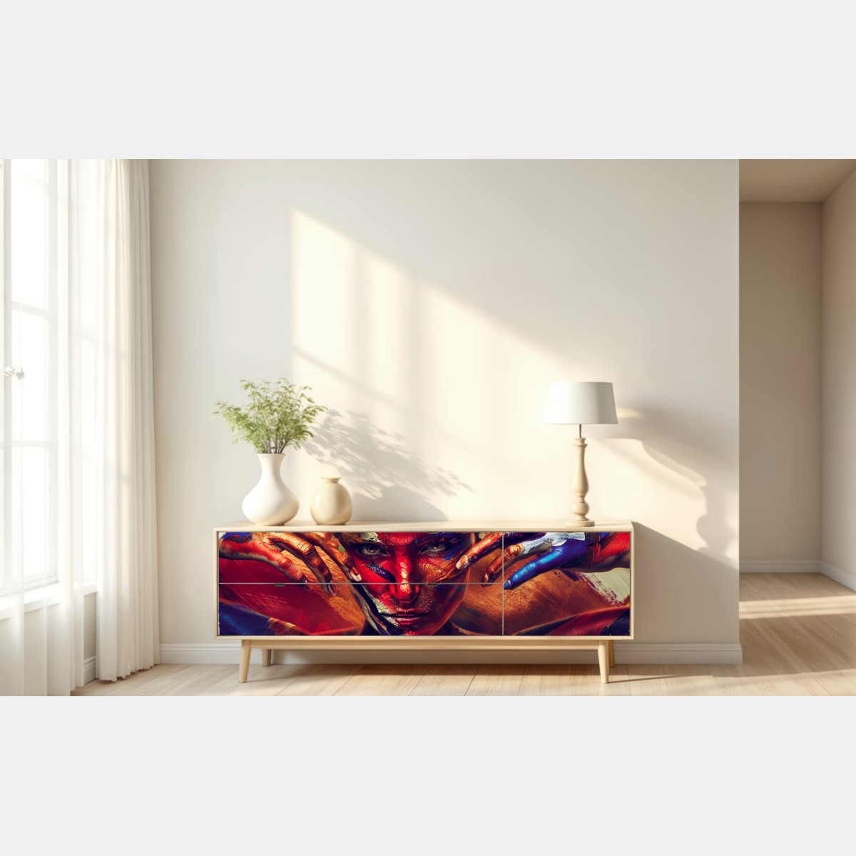 Naklejka repozycjonowalna tajemniczy malowany portret – Wallissimo® Naklejka repozycjonowalna tajemniczy malowany portret – Wallissimo®