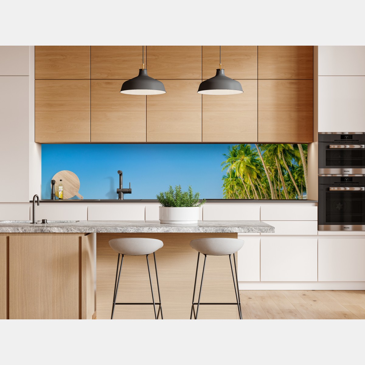 Naklejka repozycjonowalna tropikalna plaża z palmami – Wallissimo® Naklejka repozycjonowalna tropikalna plaża z palmami – Wallissimo®