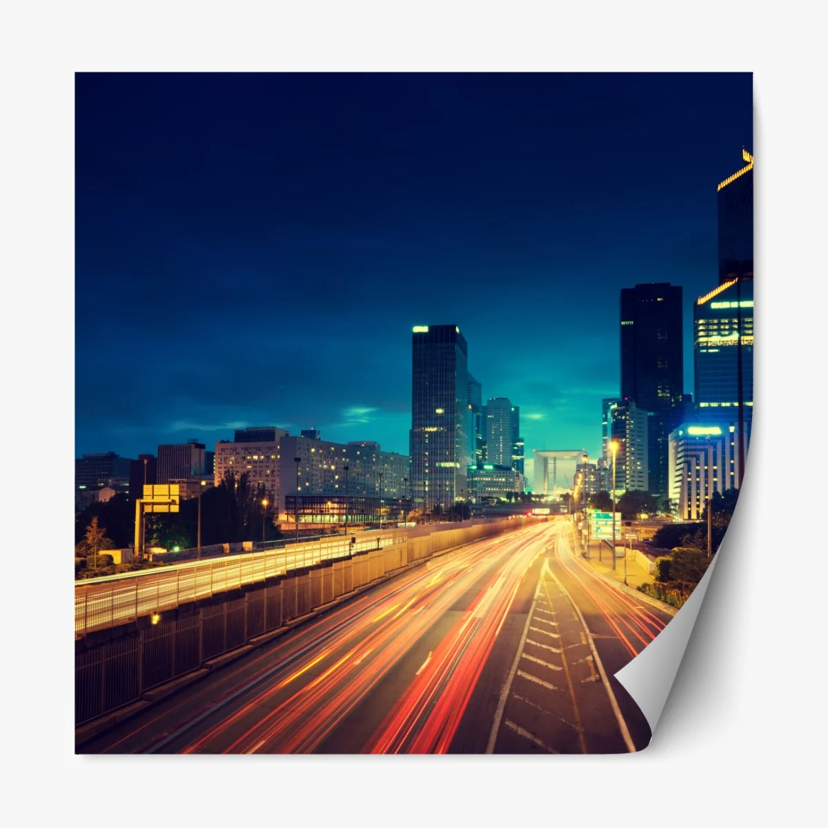 Naklejka repozycjonowalna La Défense panorama miasta o zmierzchu – Wallissimo® Naklejka repozycjonowalna La Défense panorama miasta o zmierzchu – Wallissimo®